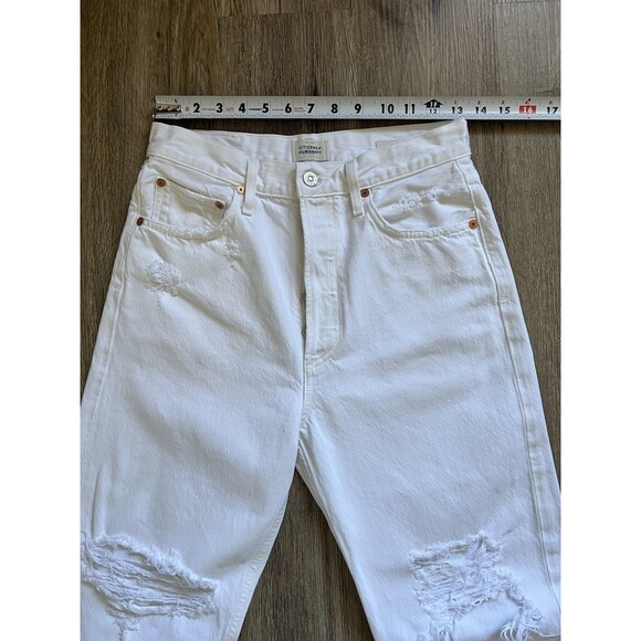Citizens of Humanity Woman's White Eva Ripped Baggy Jeans Pants Size 26 - Picture 7 of 10